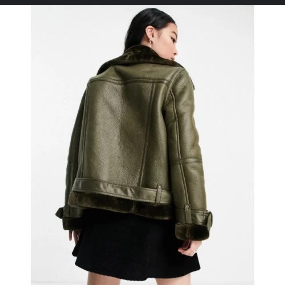 TOPSHOP Faux Shearling Aviator Jacket